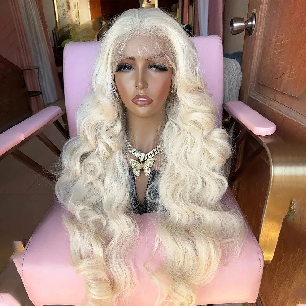 30 Inch White Wig Loose Wave Lace Front Wig Synthetic Red Color Body Wave Wigs for Women 13x4 HD Heat Resistant Glueless Cosplay