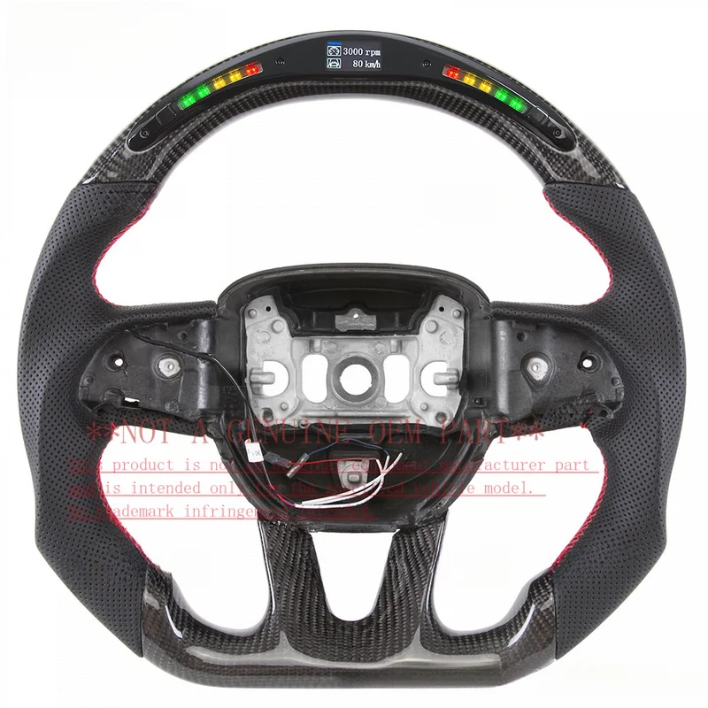 For Dodge Charger Challenger LED Racing Carbon Fiber Steering Wheel Horn Cover Horn Shell Decorative Cover