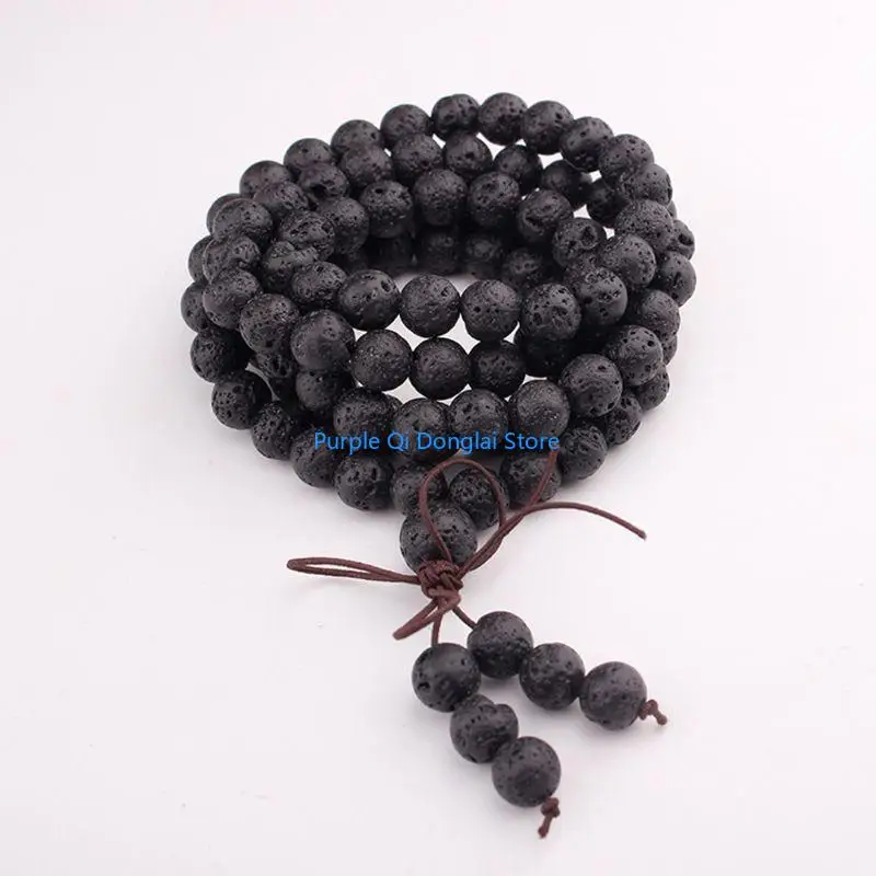 L21E Exquisite Rosary 108 Beads Necklace Black Beads Bracelet for Family Members