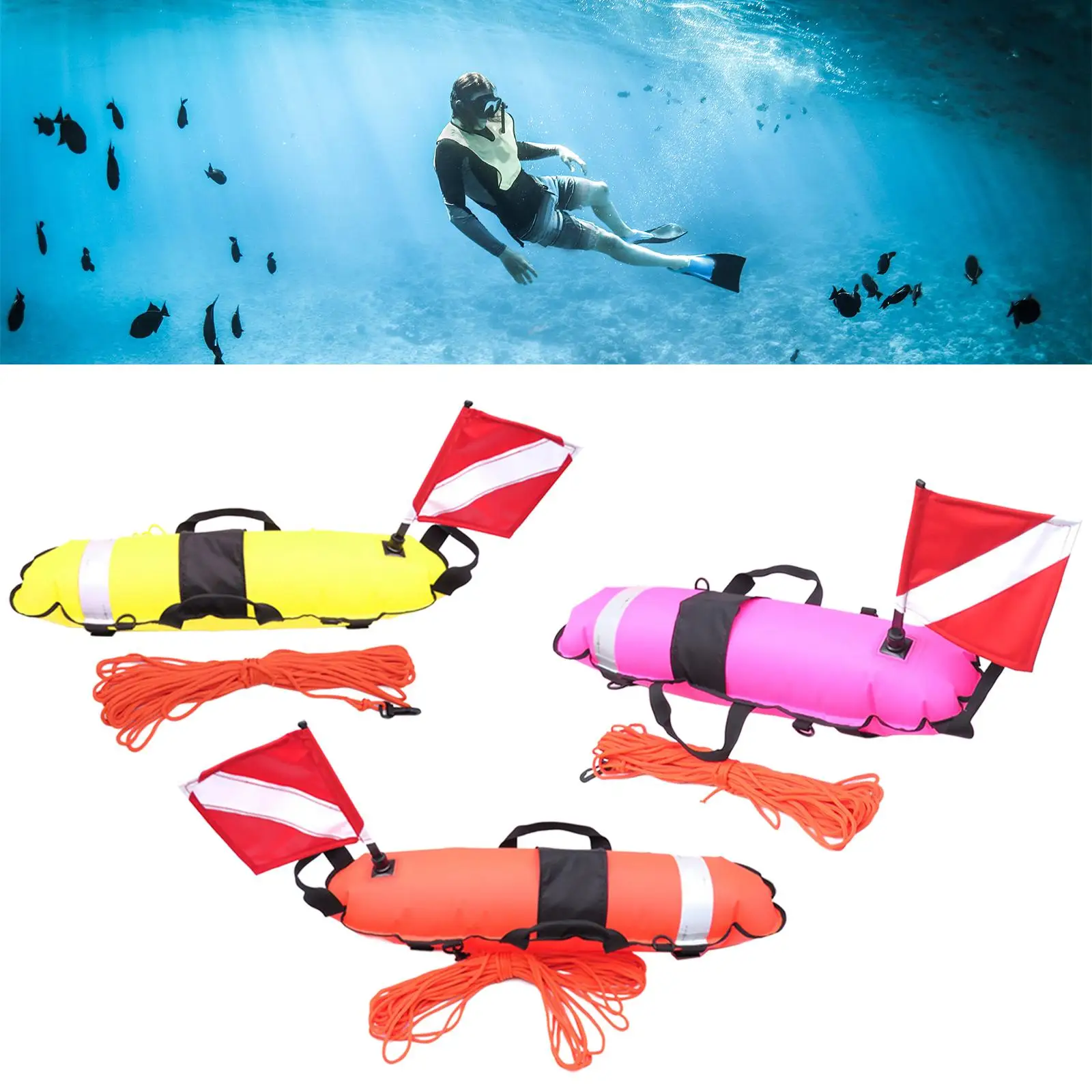 High Visibility Freediving Buoy Float Inflatable Float Safety Gear Equipment for Spear Fishing - view 6