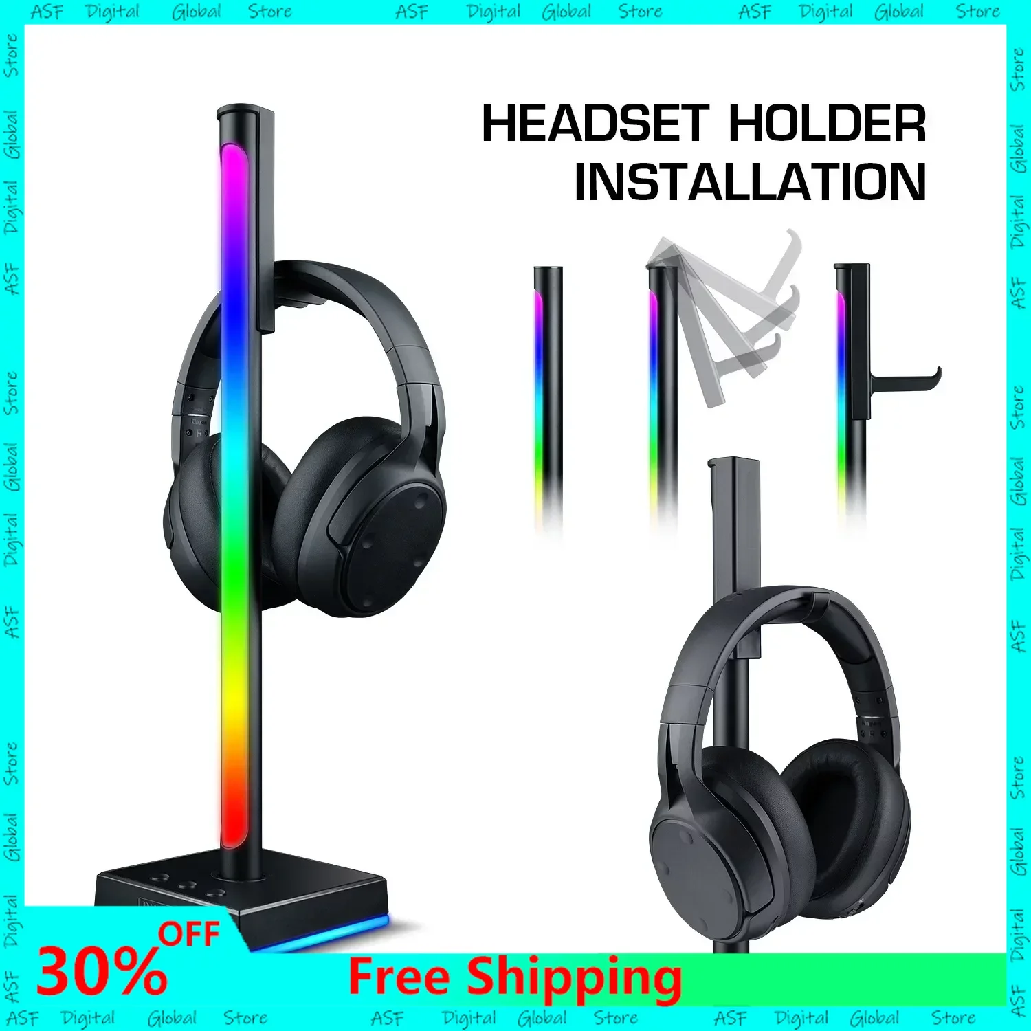 

New Music RGB Pickup Light Computer Desktop Atmosphere Light Headphone Stand Monitor Light Bar Supports App Control Rhythm Light