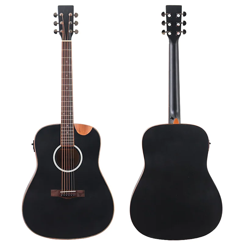 

41 Inch 6 Strings Electric Acoustic Guitar Folk Guitar Black Brown Cutaway Design Guitarra With Radion Corner Free Shipping