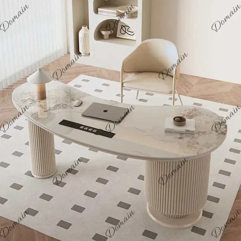 XOffice Work Nordic Cream Style Rock Plate Office Desks Modern Minimalist Study Room Entryway Computer Desk Executive Office Fur