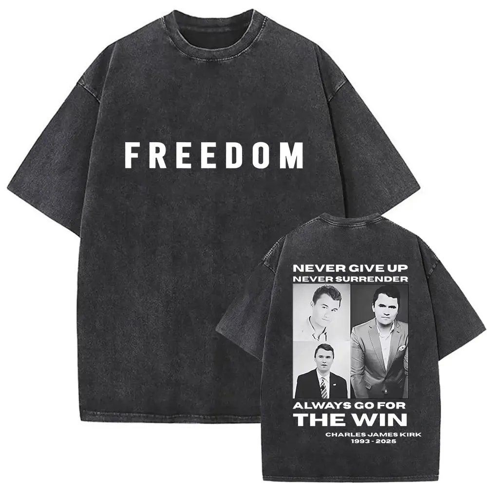 

Classic Charlie Kirk 1933-2025 Vintage Washed Graphic T Shirt Men's Fashion Cotton Short Sleeve T-Shirt Gothic Clothing T Shirts
