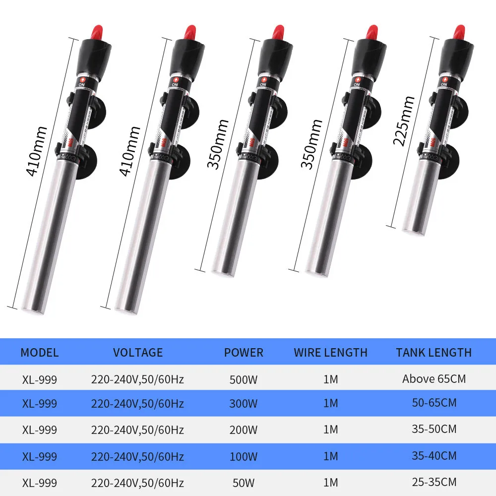 50/100/200/300/500W Aquarium Fish Tank Water Heater Automatic Constant Temperature Heating Rod Power Save For Aquarium Tank