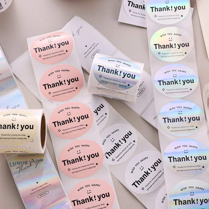 120-200Sheets/Roll Thank You Stickers DIY Decor Labels for Cake Bakery Baking Decoration Self-adhesive Label Gift Wrap Sticker