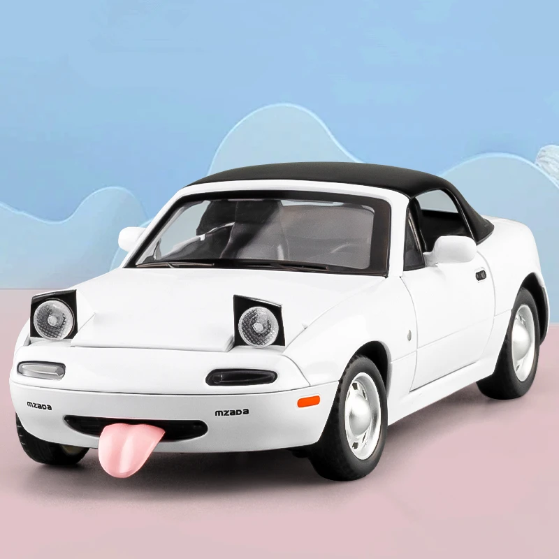 1:24 MAZDA MX-5 Alloy Sports Car Model Diecast Metal Toy Vehicles Car Model High Simulation Sound and Light Collection Kids Gift