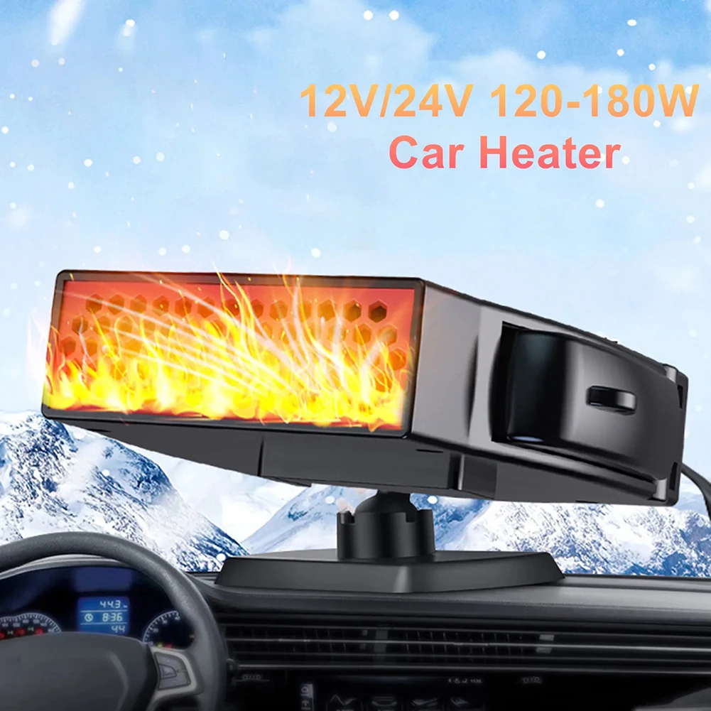 120W Car Heater 12V/24V Electric Cooling Heating Fan Electric Heater Fan Windshield Defogging Demister Defroster Car Supplies