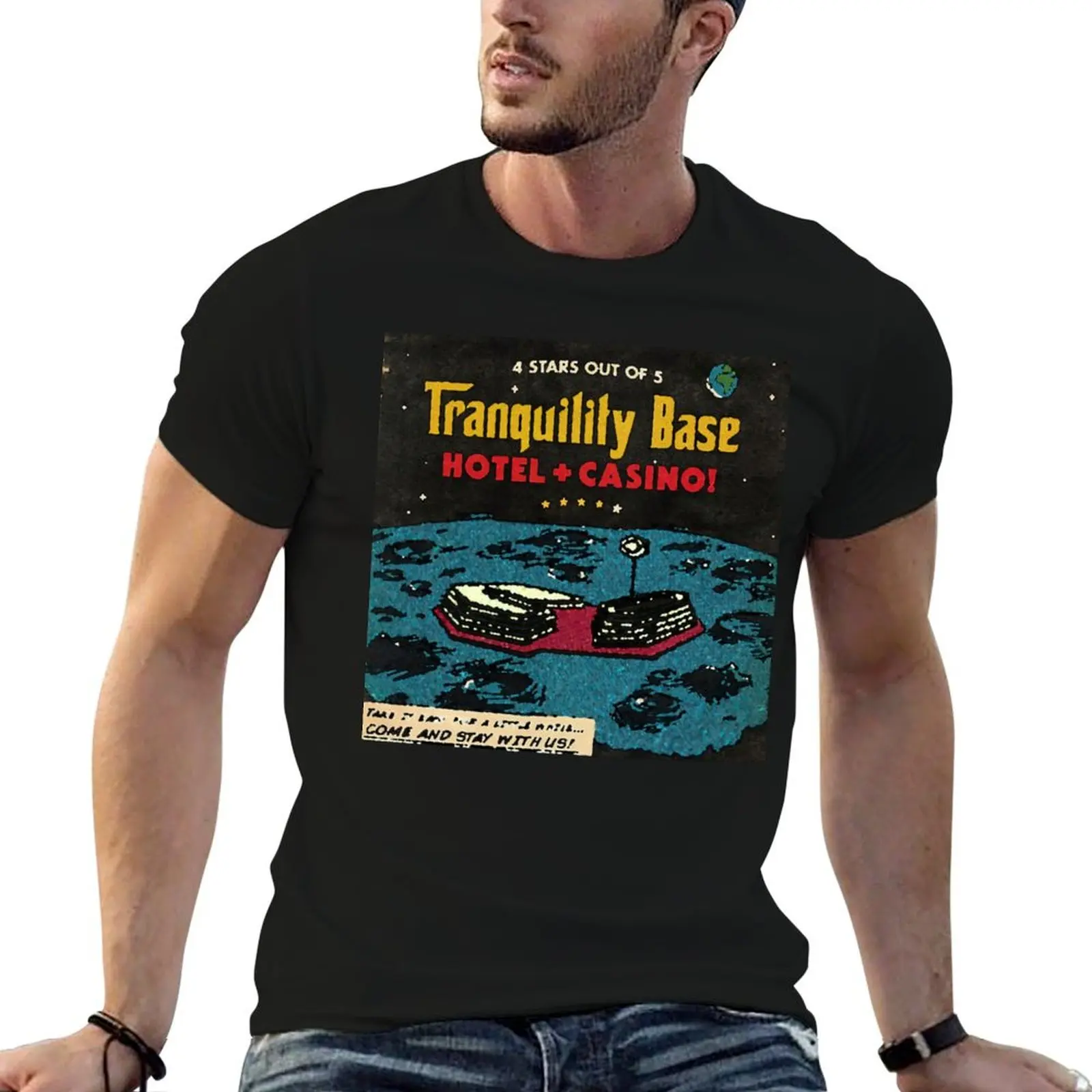 T-shirt Monkeys Tranquility Base pour homme, t-shirts de haute qualité, t-shirt en coton de marque de luxe, pack de t-shirts pour homme, t-shirt décontracté