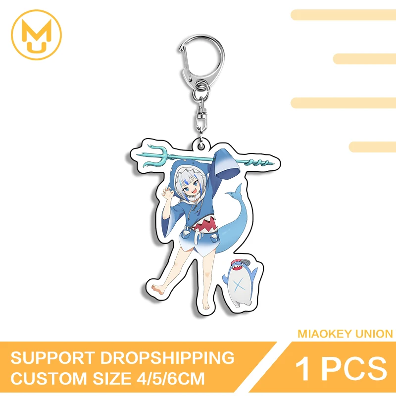 Cute Shark Girl Gawr Gura Vtuber Circle Keyring Premium Innovative Fashion Packbage Decorations Delicate Trendy Accessories