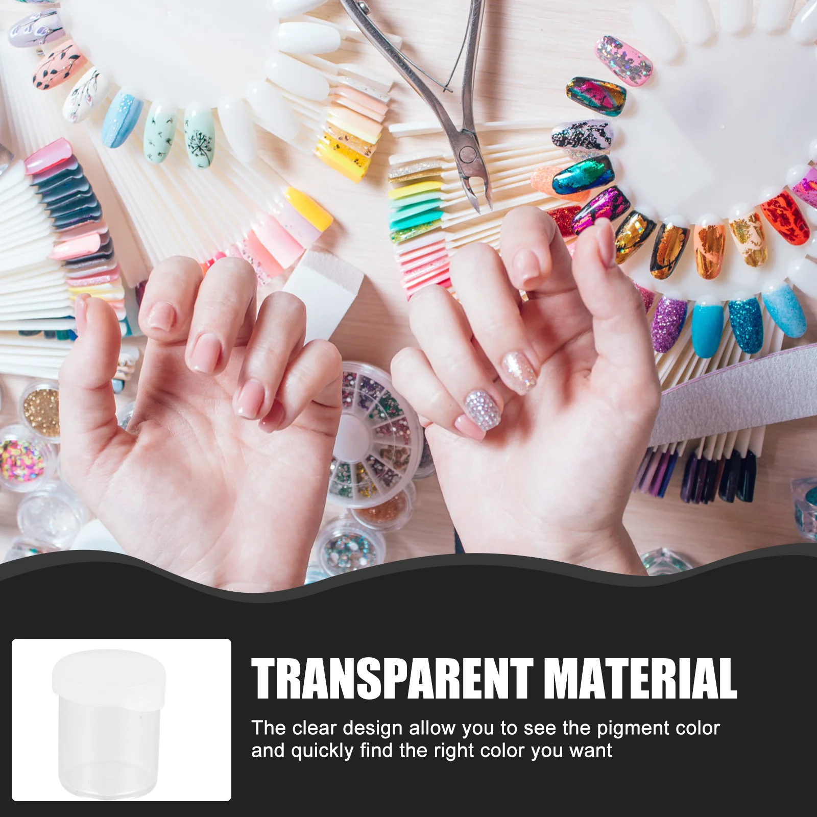 

50pcs Mini Storage Box Clear Round Bead Holder For Pigment Paint Nail Art Container Single Small Craft Organizer Case