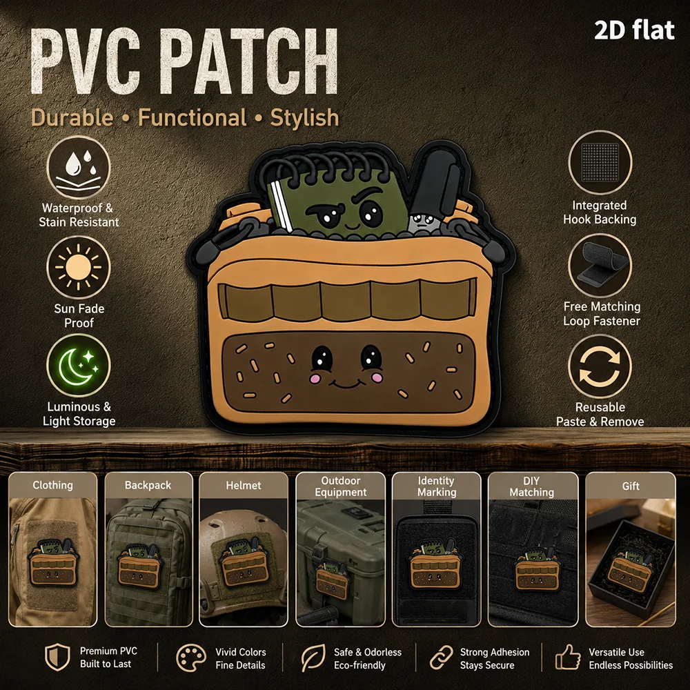 Cartoon Storage Bag with Unique Shape, 2D Flat Pvc Material with Built-In Glow-In-The-Dark Effect, Magic Stickers, Free Felt Backing, Optional Specifications, 1Pc/2Pcs/3Pcs, Full Pattern Details, Flexible Texture, Does Not Damage Fabric, Versatile Clothing Arm Badge Decoration