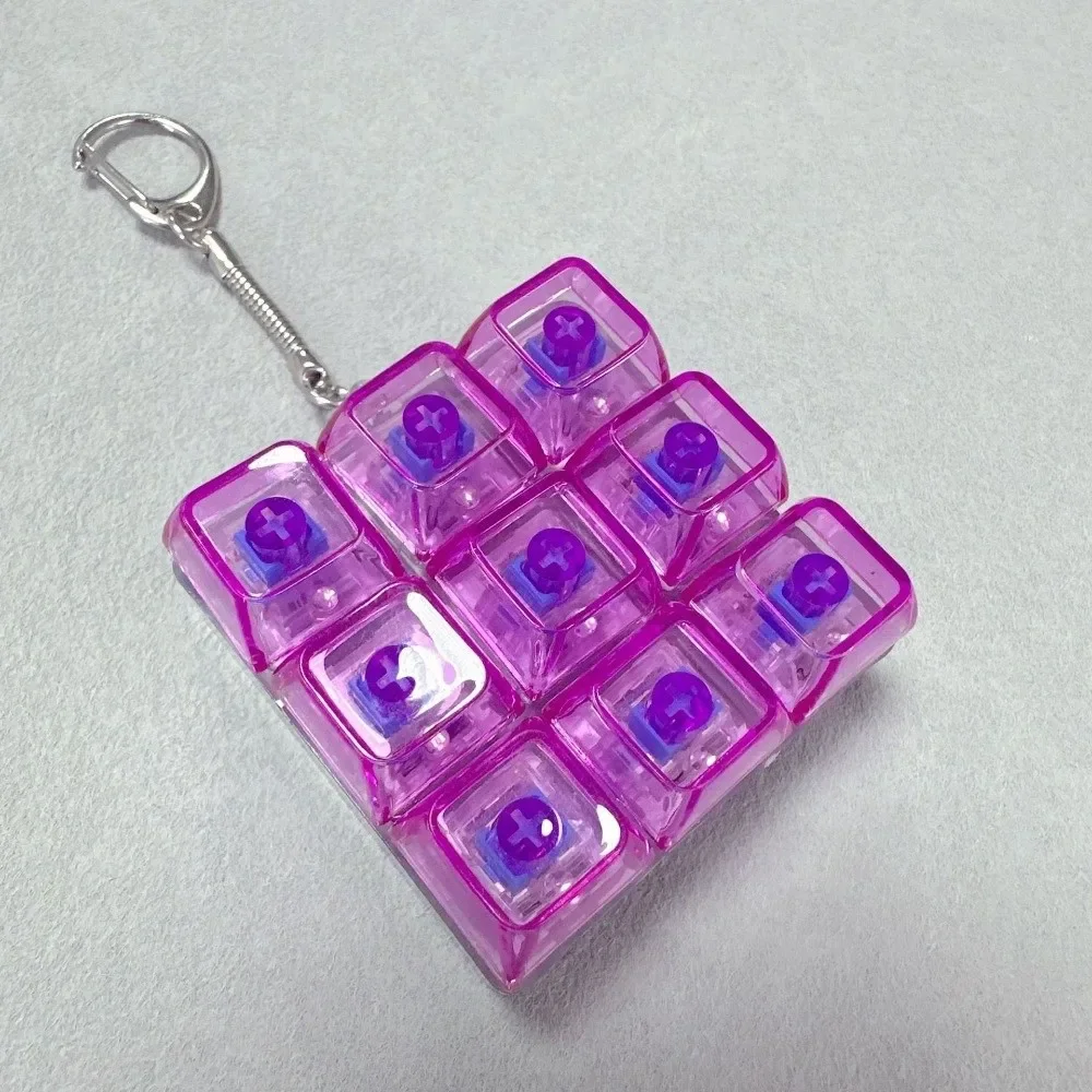 Relaxing DIY Keyboard Fidget Keychain Keys Button Keycap Clicker 9Keys Relief Stress Finger Keyboard Cap Adult