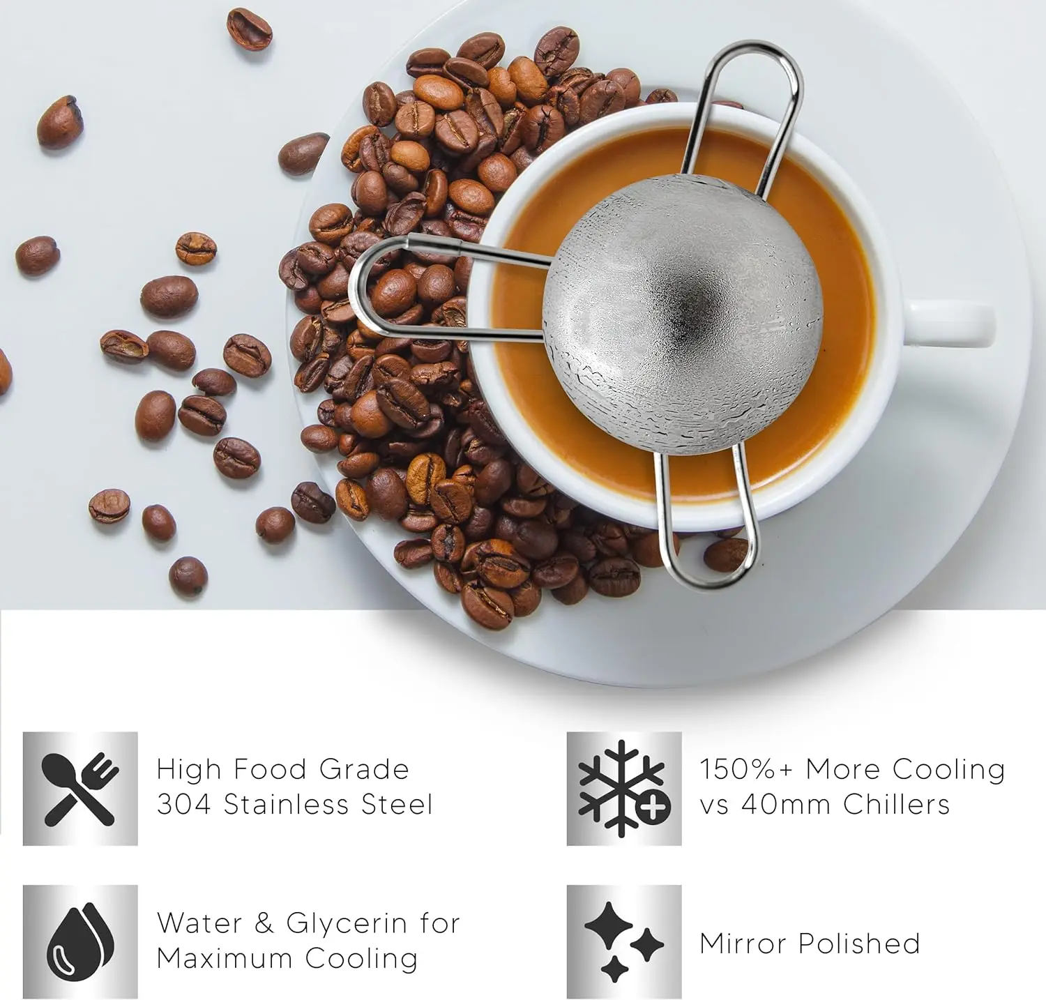 Frozen Ball Espresso Extract Chilling Ball Stainless Steel Chiller Ball Coffee Cooling Tool Stainless Steel Ice Ball