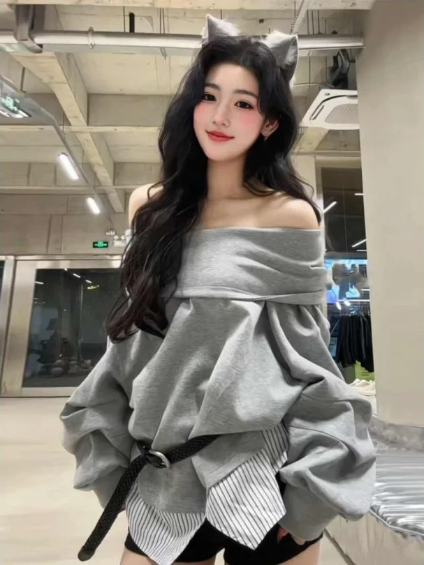 

Женская толстовка свободного кроя больших размеров в винтажном стиле, стройнящая фигуру, весенняя новинка, удобная повседневная уличная одежда