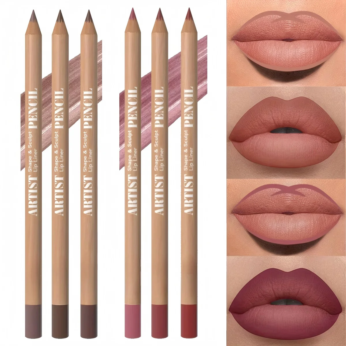 3Pcs Long-Lasting Velvet Lip Liner Matte Lipstick Waterproof  Perfect Gift for Valentine's Day, Lip Liner Set