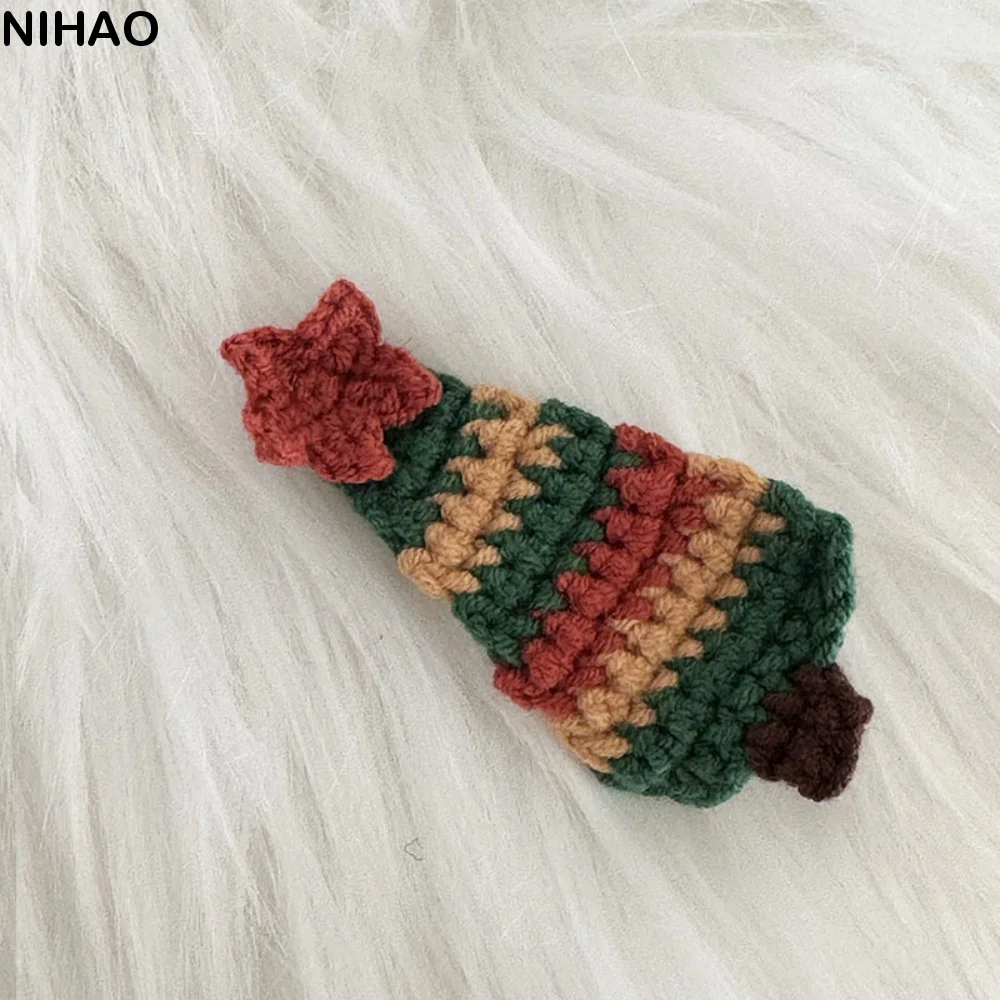 Exquisite Handmade Christmas Hair Clip Woolen Yarn Soft Knitted Xmas Barrettes Creative Star Christmas Tree Hairpin Christmas