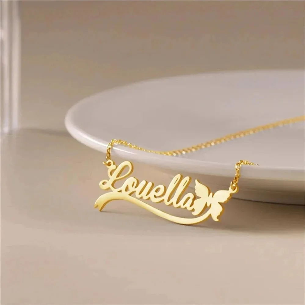 Customized Name Necklace Personalized Butterfly Style Stainless Steel Material High Quality Fashionable Item Jewelry Gift