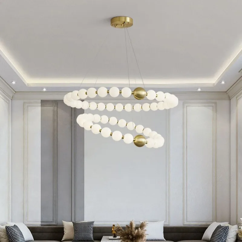 Nordic ring chandeliers led White Acrylic Shade Ball Pendant Light for Living Room Hotel Kitchen Decor staircase pendant lamp