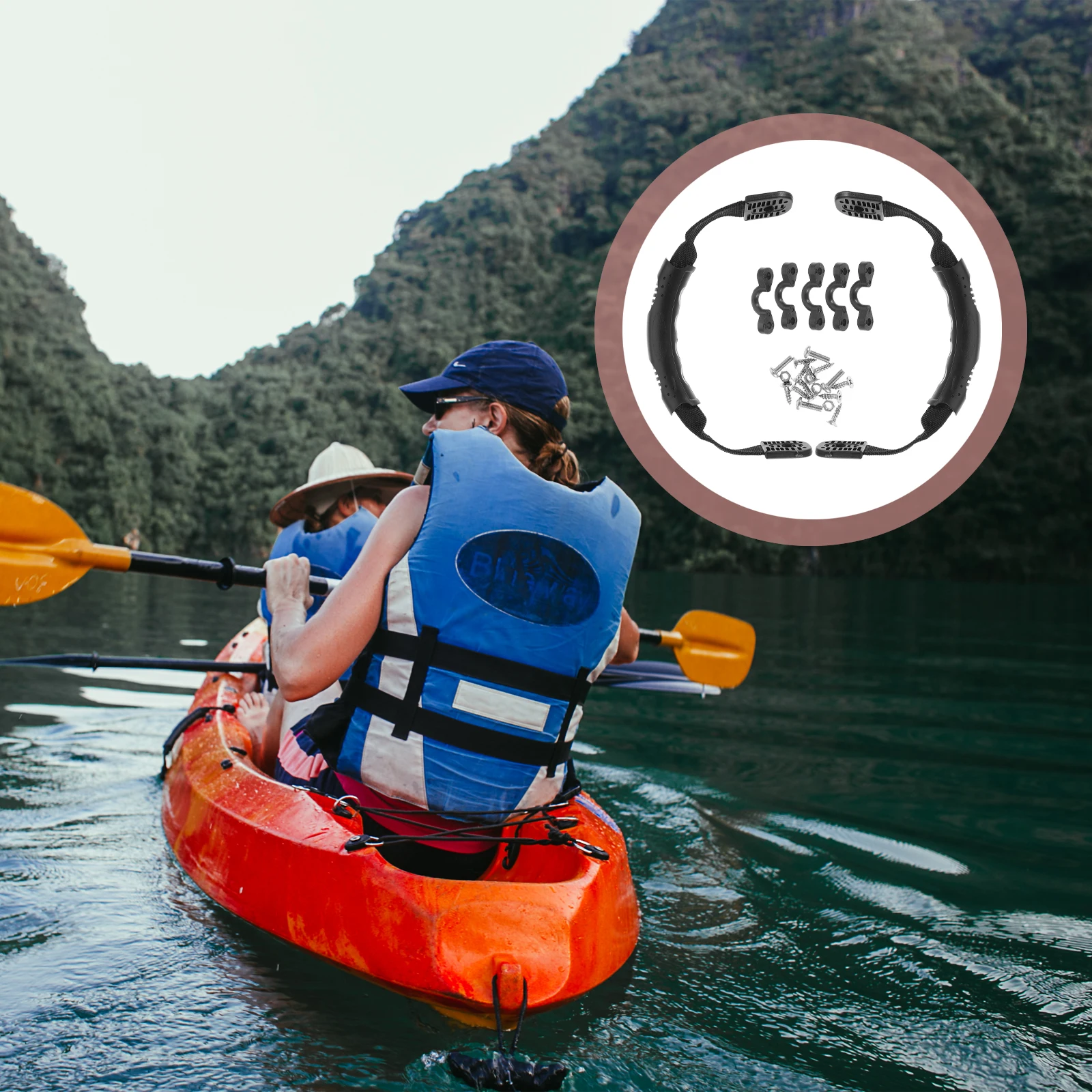 

1 set Kayak Carry Handle Kit C-Shaped Webbing Buckle Set For Canoe Replacement Outdoor Boat Accessories Durable Pp Nylon