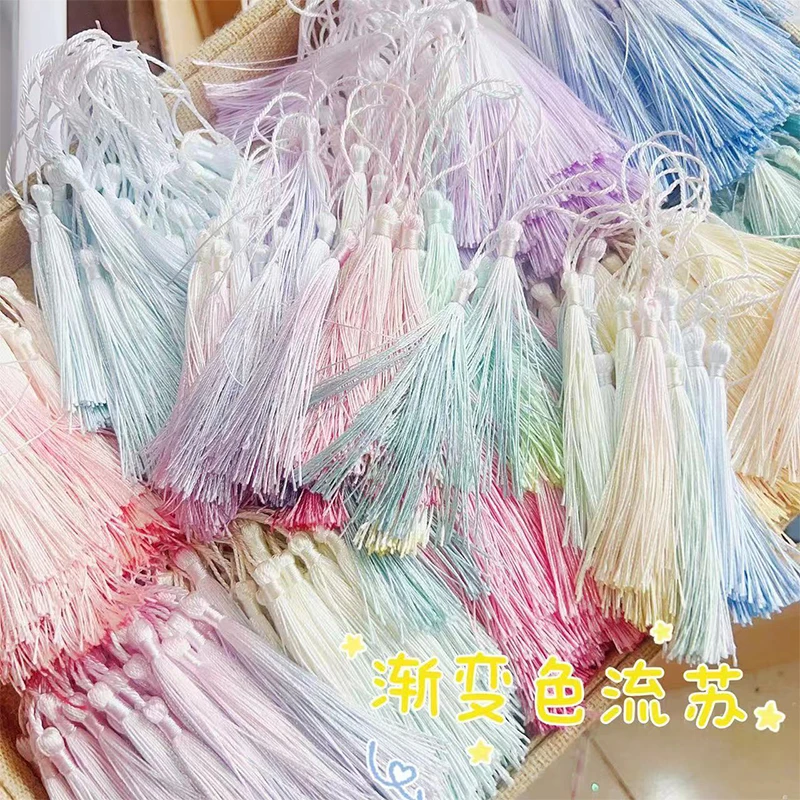 50pcs Fluorescent color gradient tassels Polyester Silk hand dyed Tassel  DIY Bookmark Pendant Jewelry Making Clothing Wedding D