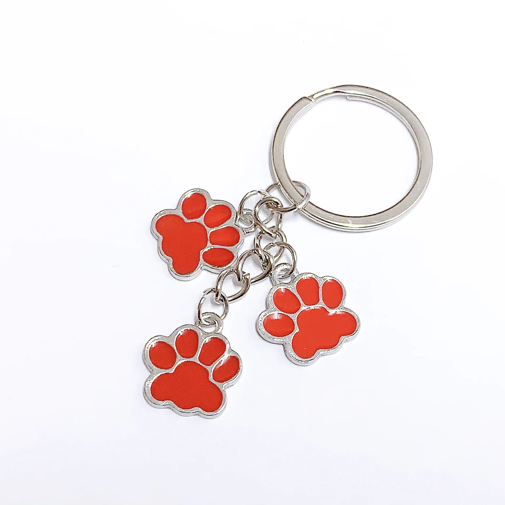 Cute Keychain Cat Dog Paw Key Ring Footprints Enamel Key Chains For Women Men Handbag Accessorie DIY Handmade Jewelry Gifts