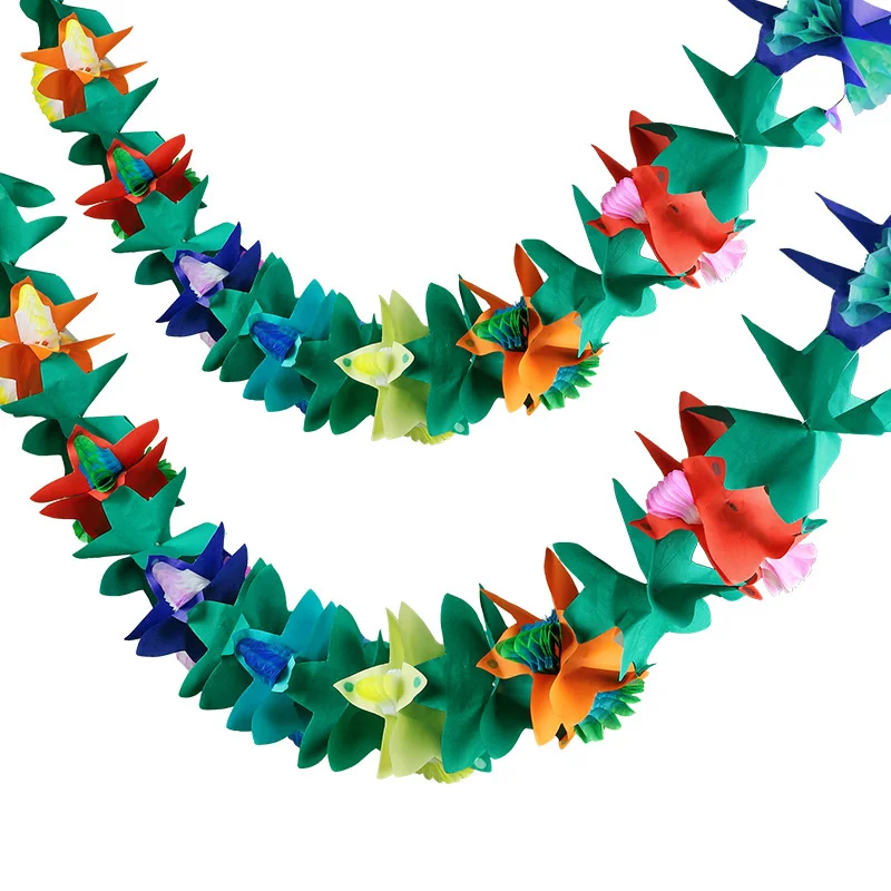 Hawaiian Luau Summer Tiki Bar Tropical Party Decor, Tropical Island Beach Supplies Tissue Colour Flower Garland Long Trop