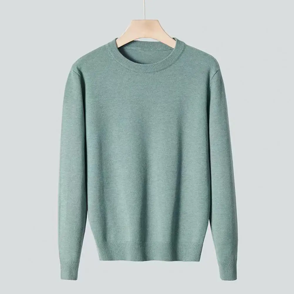 

Solid Color Pullover Sweater Men's O-neck Long Sleeve Knitwear Thermal Sweater with Ribbed Hem Autumn Winter Pullover for Warmth