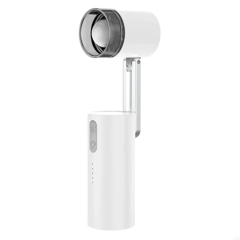 J6PE Pocket Sized Folding Fan With Bright LED Light For Travel Picnics And Emergency