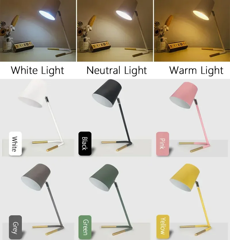 Nordic Table Lamp LED Table Lamp Black White Modern Countryside Simple Iron For Study Bedroom Parlor Bookstore Hotel Reading