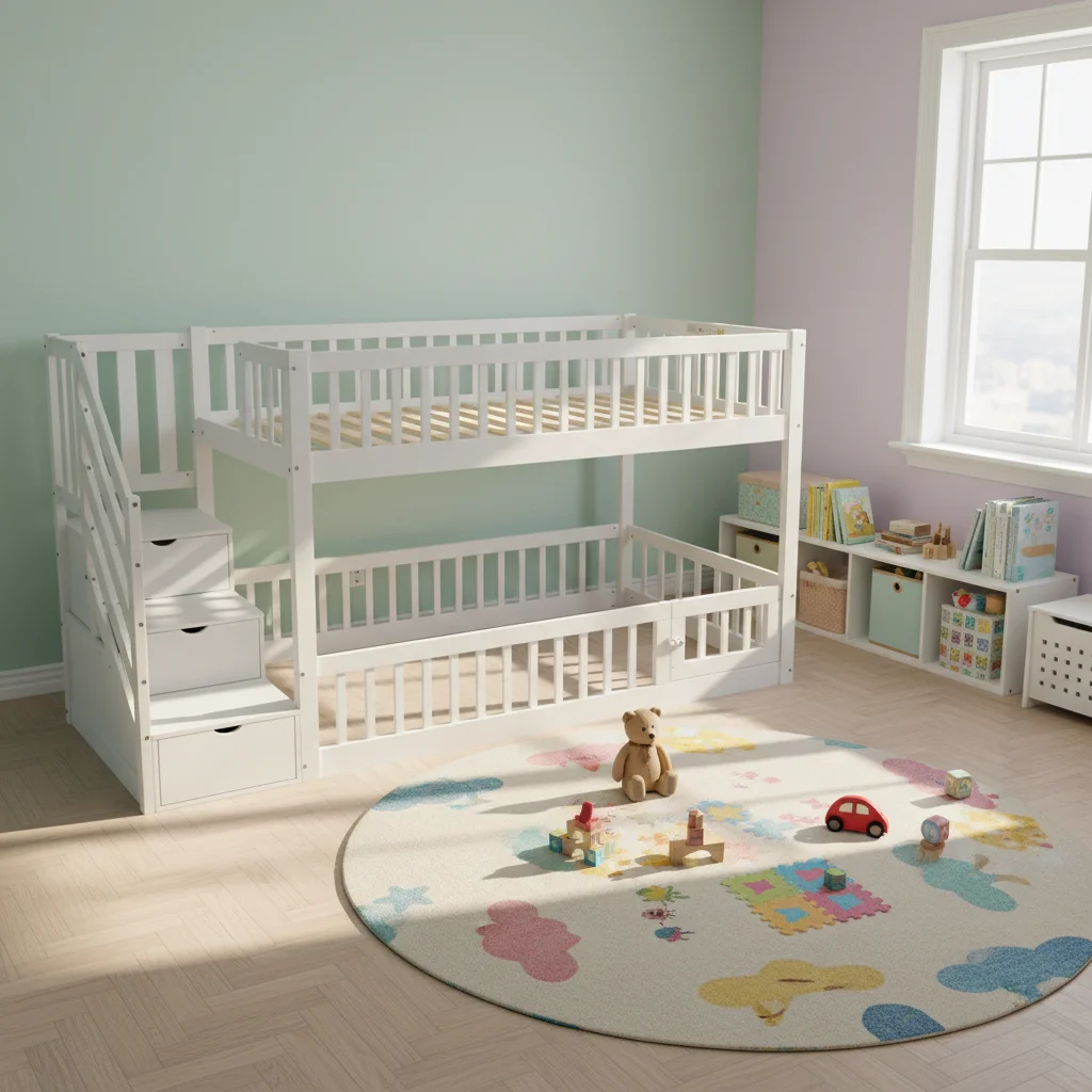 

Children Elevated Solid Wood Bed High and Low Bunk Beds for Bedroom School or Apartment Usepromote sales