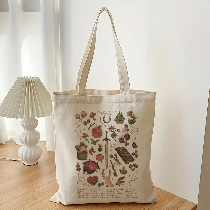 Canvas Shopping Bag, Portable Shoulder Bag, Trendy Large Capacity Tote Bag For Daily Life