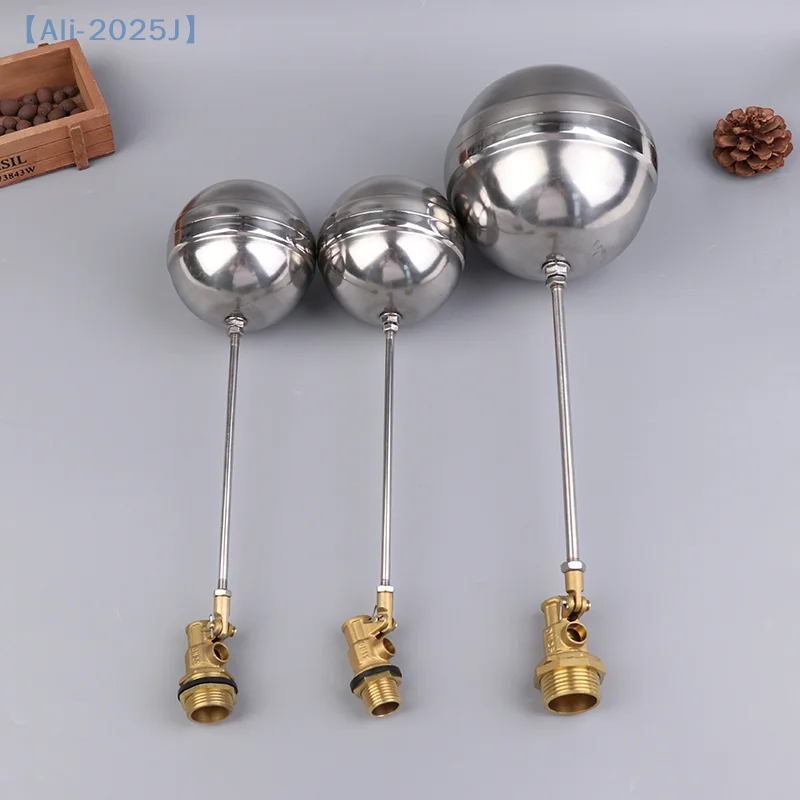 1Pcs 1/2" 3/4" 1" Brass Float Valve Cold And Hot Water Tank Floating Ball Valve Toilet Valve SS201 Stem Flow Control Cistern