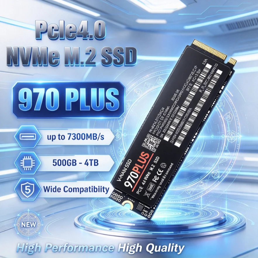 PCIe Gen4.0 X4 NVMe M.2 2280 SSD 970 PLUS Up to 7300MB/s 3D NAND TLC New Internal Gaming Drive 2TB/4TB for PS5 PC & Laptop
