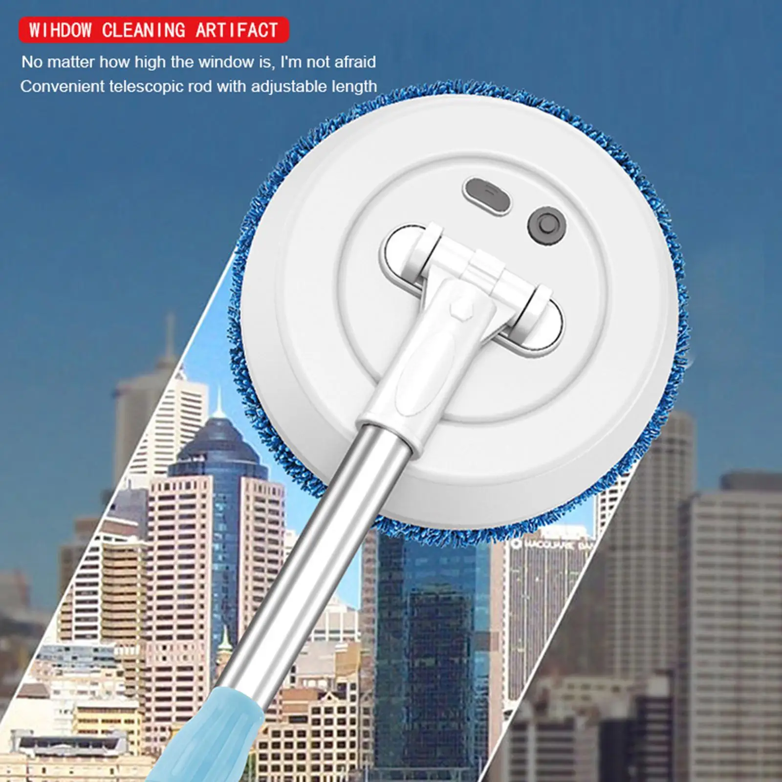 Electric Duster Scrubber Automatic Rotating Floor Cleaner for Home Use Telescopic Flat Mop with USB Charging for Glass Window