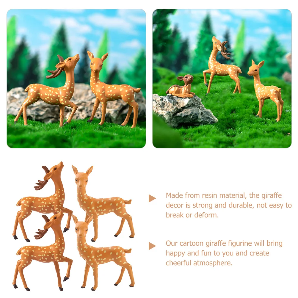 

4Pcs Deer Ornaments Resin Small Bonsai Decor Garden Miniatures Outdoor Animal Decorations Micro Landscaping Ornaments