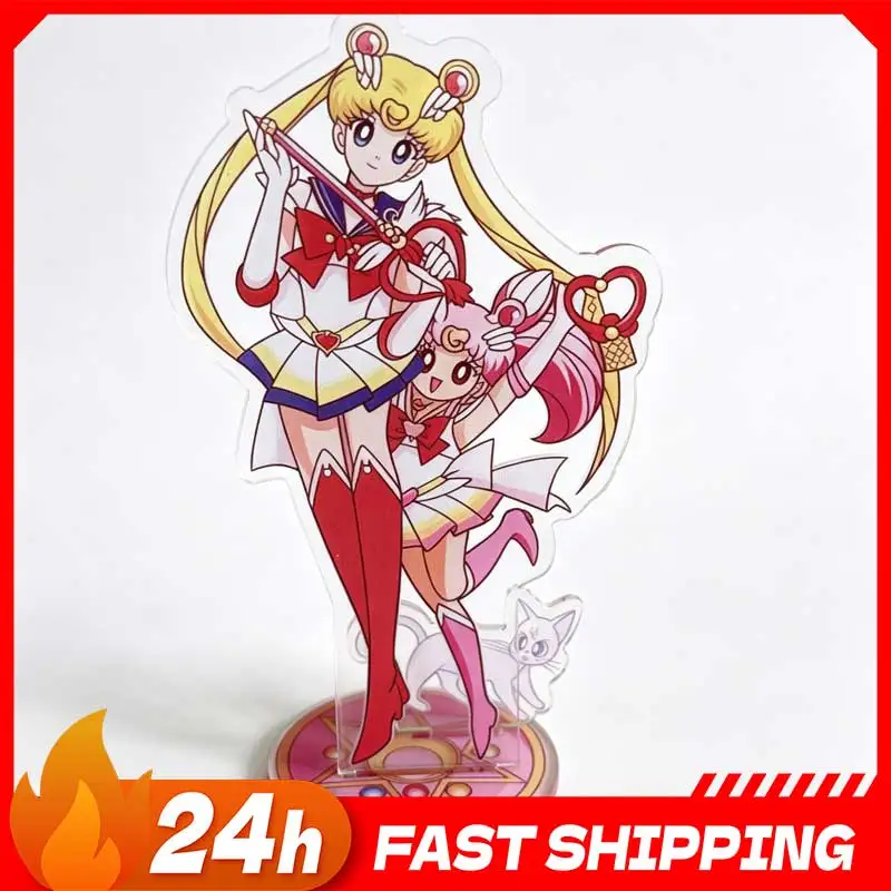 Pretty Soldier Sailor Moon Mini Standing Plate Re-ceration 10cm Usagi Tsukino Figure Acrylic Stand Desk Ornaments Toys Gifts view 2