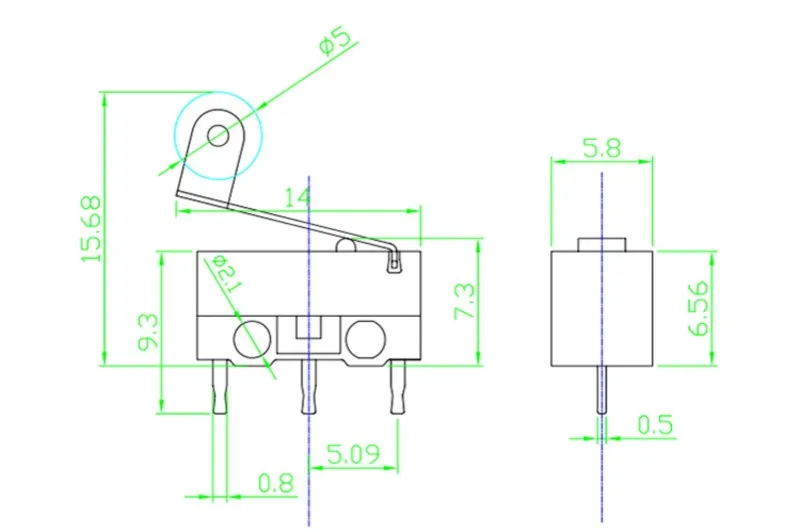 50 Stück Mausschalter, dreibeiniges Scrollrad, links und rechts gebogene Füße, 1A-Mikro-Touch-Schalter – Detail 7