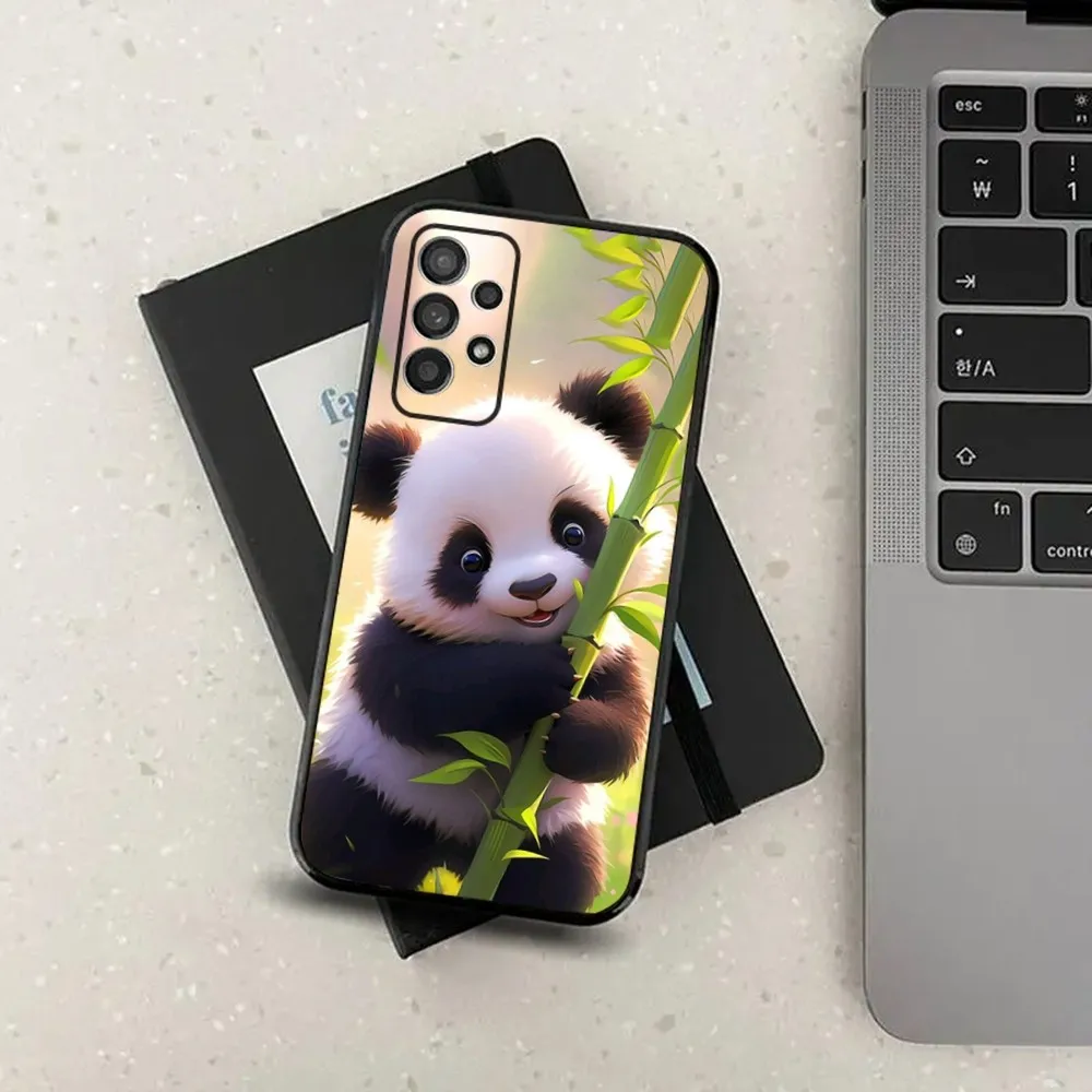 Fubao Panda Cute Animal Phone Case For Samsung Galaxy A13,A21s,A22,A31,A32,A52,A53,A71,A80,A91 Soft Black Cover