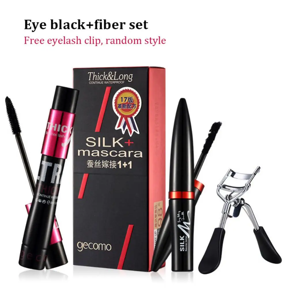Set di mascara in fibra di seta doppio tubo naturale impermeabile denso di lunga durata senza mascara colorante Halo crema per l'estensione del trucco di bellezza