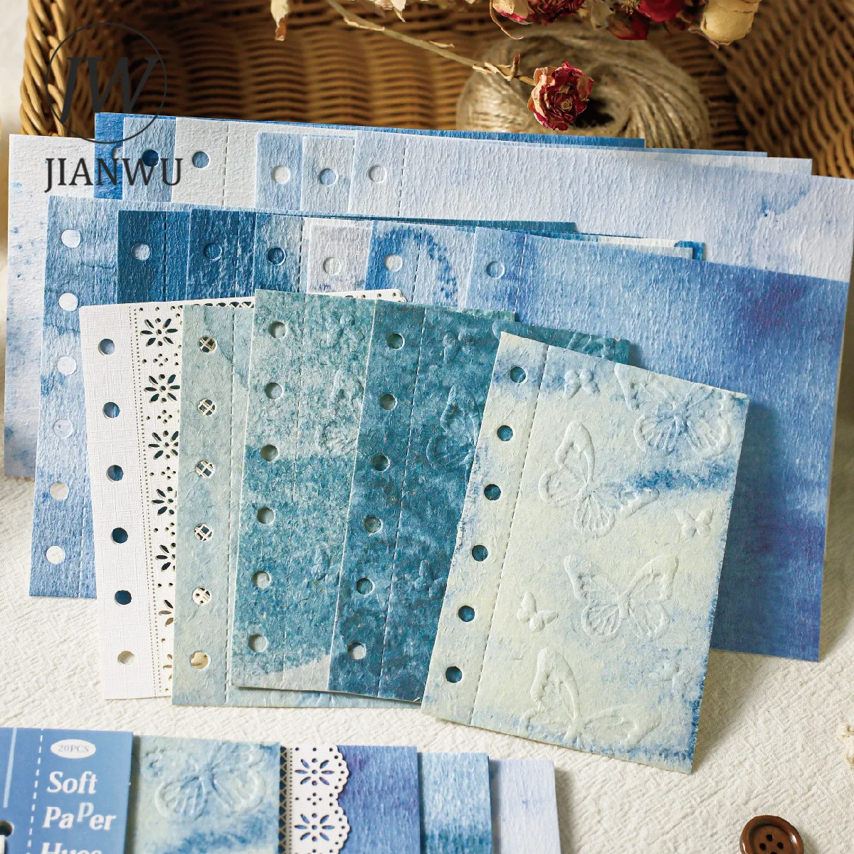 JIANWU Vintage Flower Water Ripple Pattern Landscape Collage Scrapbooking Material Paper Creative DIY Junk Journal Stationery