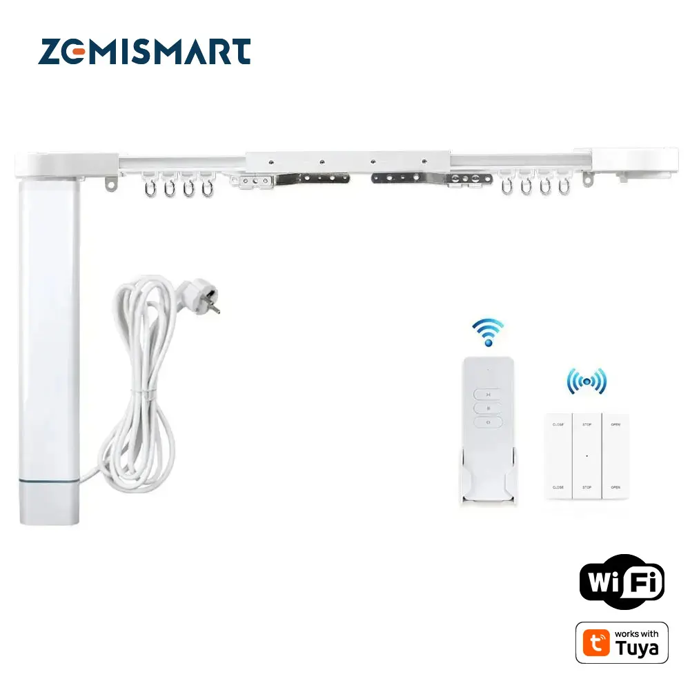 Zemismart WiFi Smart Sliding Curtain Motor with Track Work with Tuya Alexa Echo Google Home Voice Control Smart Electric Curtain