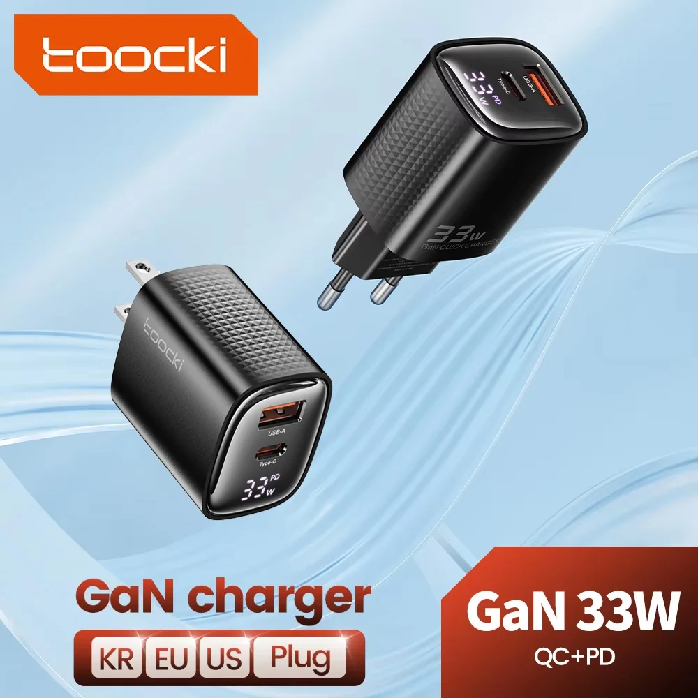 Toocki 33W GaN USB Charger Type C Fast Charging Digital Display For iPhone 17 16 15 Pro Max Samsung S23 iPad Xiaomi Huawei POCO
