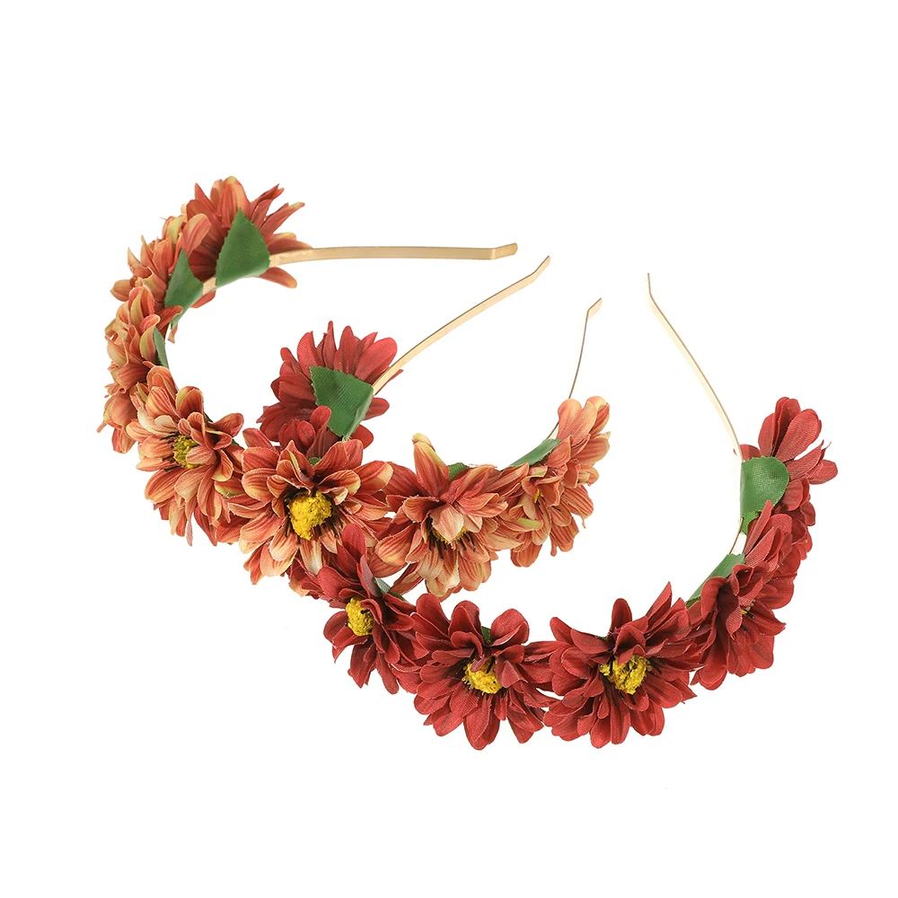 ที่คาดผมดอกไม้ผ้าประดิษฐ์แบบใหม่ ที่คาดผมดอกไม้สำหรับผู้หญิง ใช้ในชีวิตประจำวัน ถ่ายภาพแนวศิลปะ สไตล์โบฮีเมียน เครื่องประดับผม