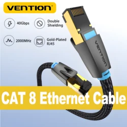 Vention 2025 CAT8 Ethernet Cable Networking Lan Cotton High Speed 2000MHz Double Shield Network Cable for PC Modem Router Laptop