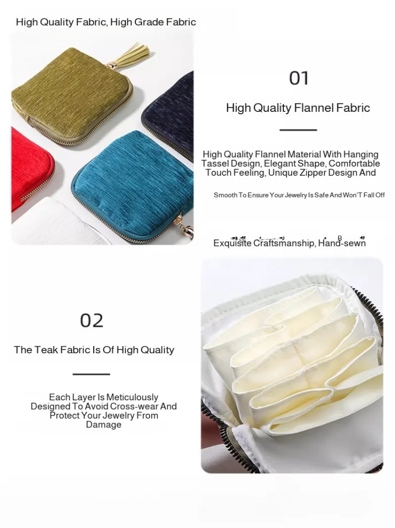 حقيبة مجوهرات شرابة رائعة حقيبة تخزين محمولة قلادة حقيبة تخزين سوار حلقة حقيبة التخزين