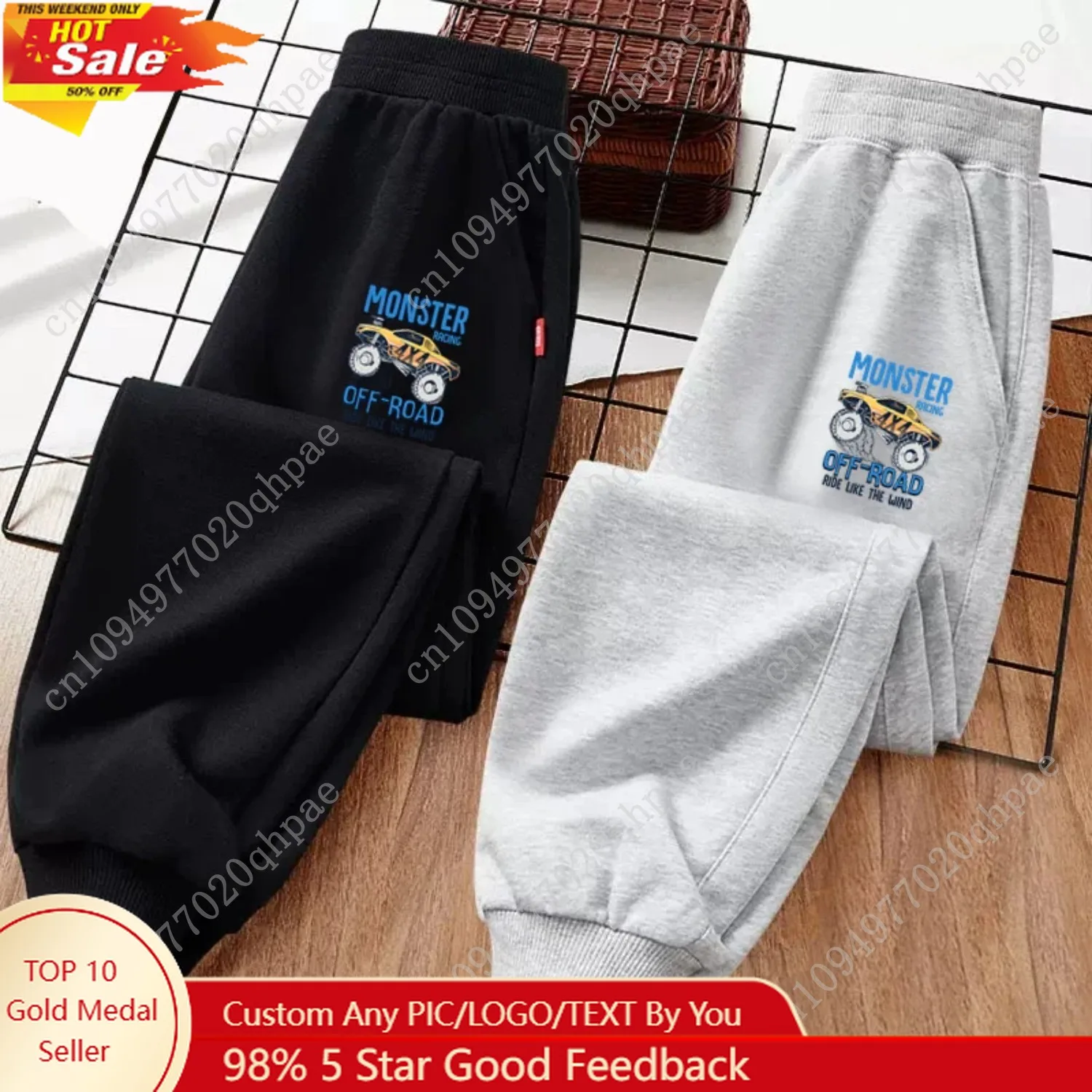

3-13 Age Little Boy Autumn Trousers Monster Truck Cartoon Clothing Cotton Long Pants Children Outdoor Sweatpants