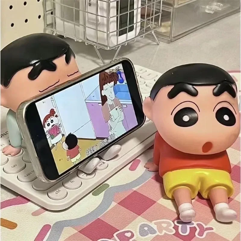 

New Crayon Shin-Chan Anime Figure Phone Holder Kawaii Desktop Ornaments Phone Support Mini GK Collection Decoration Toys Gifts