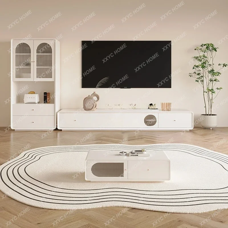 

A High-end dining side cabinet Solid wood high-edge simple cream style minimalist storage wine cabinet