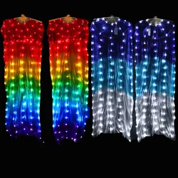 Belly Dance LED Fan Accessories Silk Fans  Women LED Light 1 pair Belly Dancing Veil Performance Props costumes With Battery